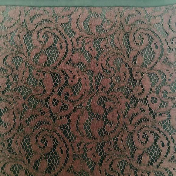 LOFT Lace Shell Knee Length Skirt in Burgundy - Picture 3 of 4